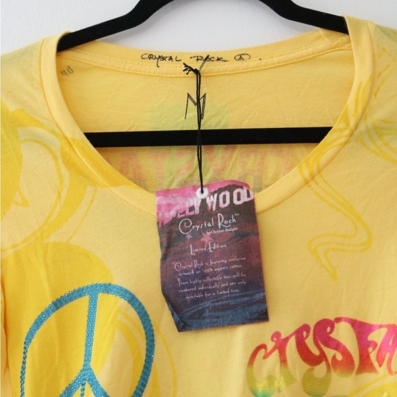 NWT Christian Audigier Crystal Rock Women Medium Hippie Free Spirit Y2K Top - Picture 3 of 7